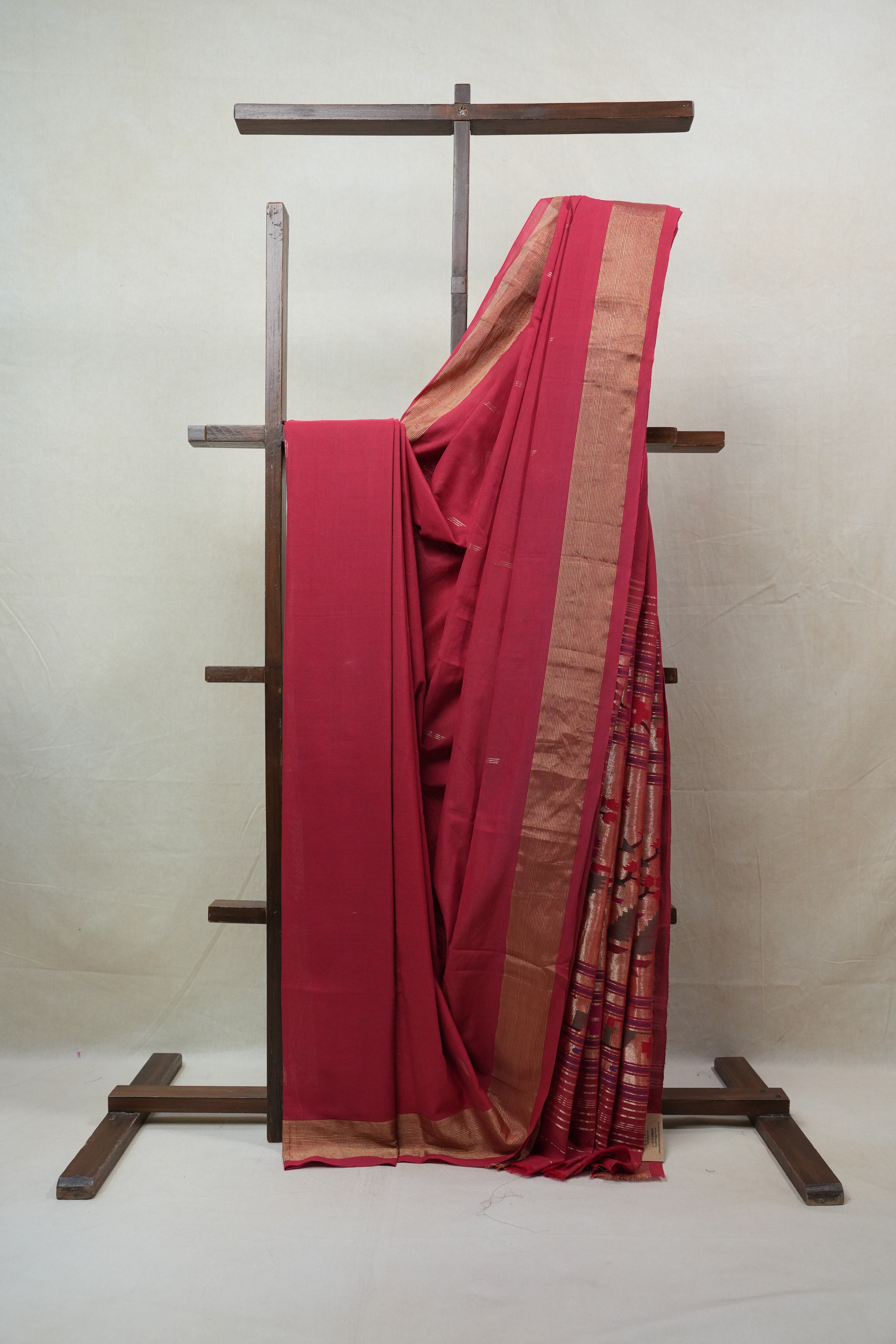 Red Cotton Paithani Saree - SRRCPS525