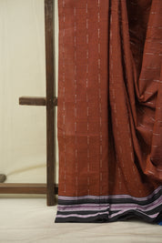 Rust Cotton IIkal Saree - SRRCIS1088