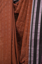 Rust Cotton IIkal Saree - SRRCIS1088