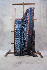 Blue HBP Slub Cotton Saree - SRBSCS2723