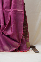 Pink Tussar Silk Saree - SRPTSS1440