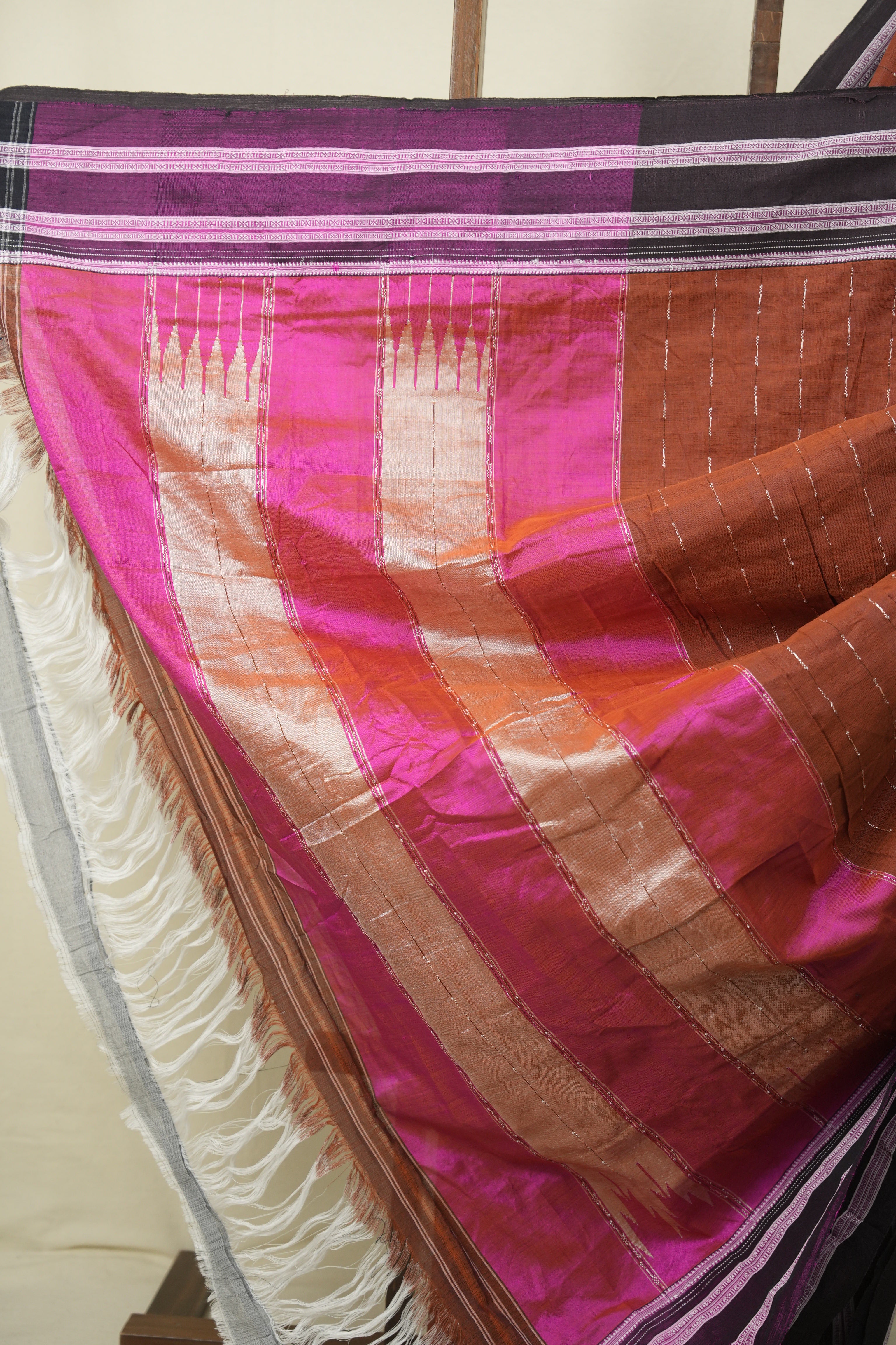 Rust Cotton IIkal Saree - SRRCIS1088