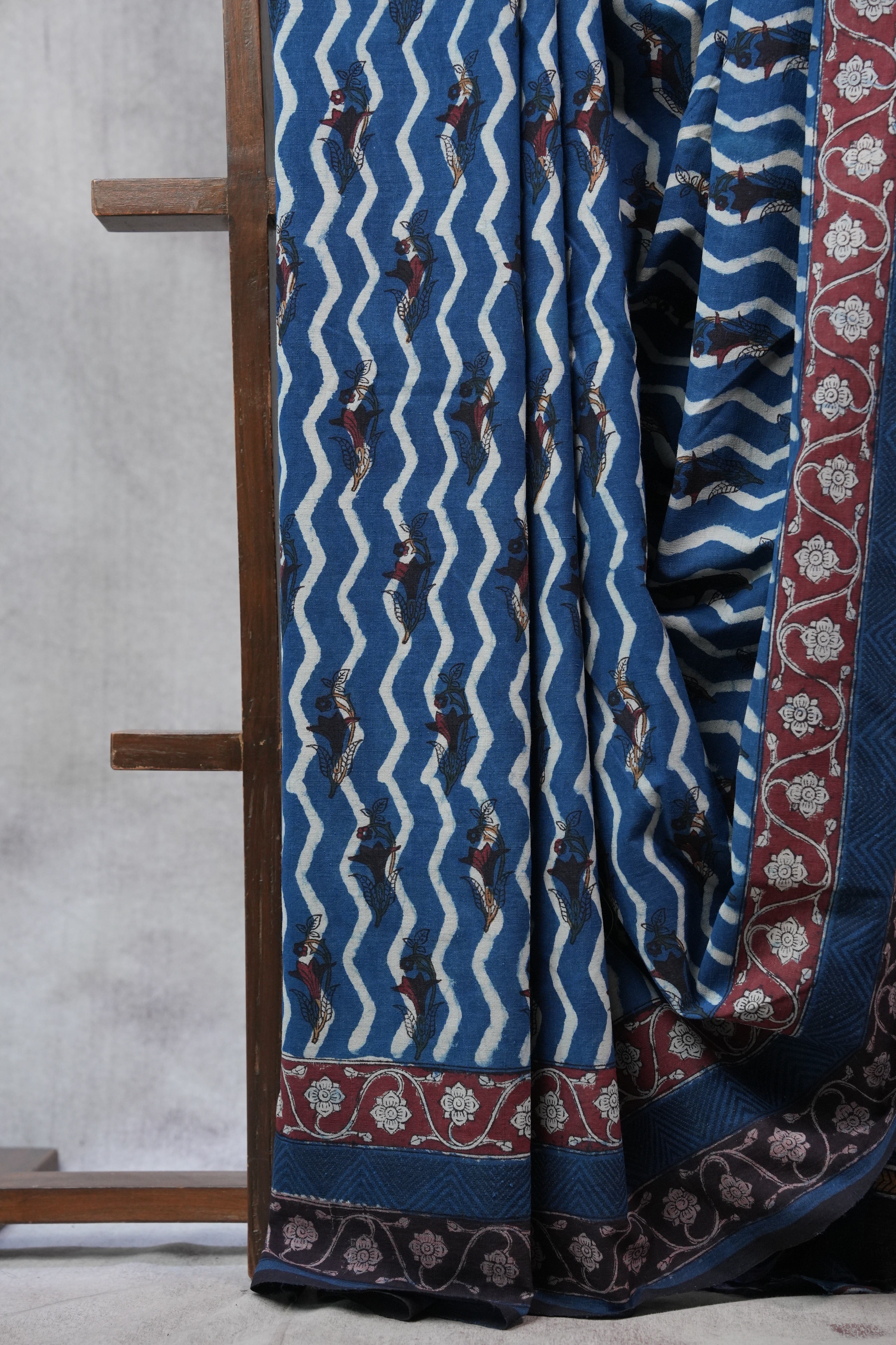 Blue HBP Slub Cotton Saree - SRBSCS2723