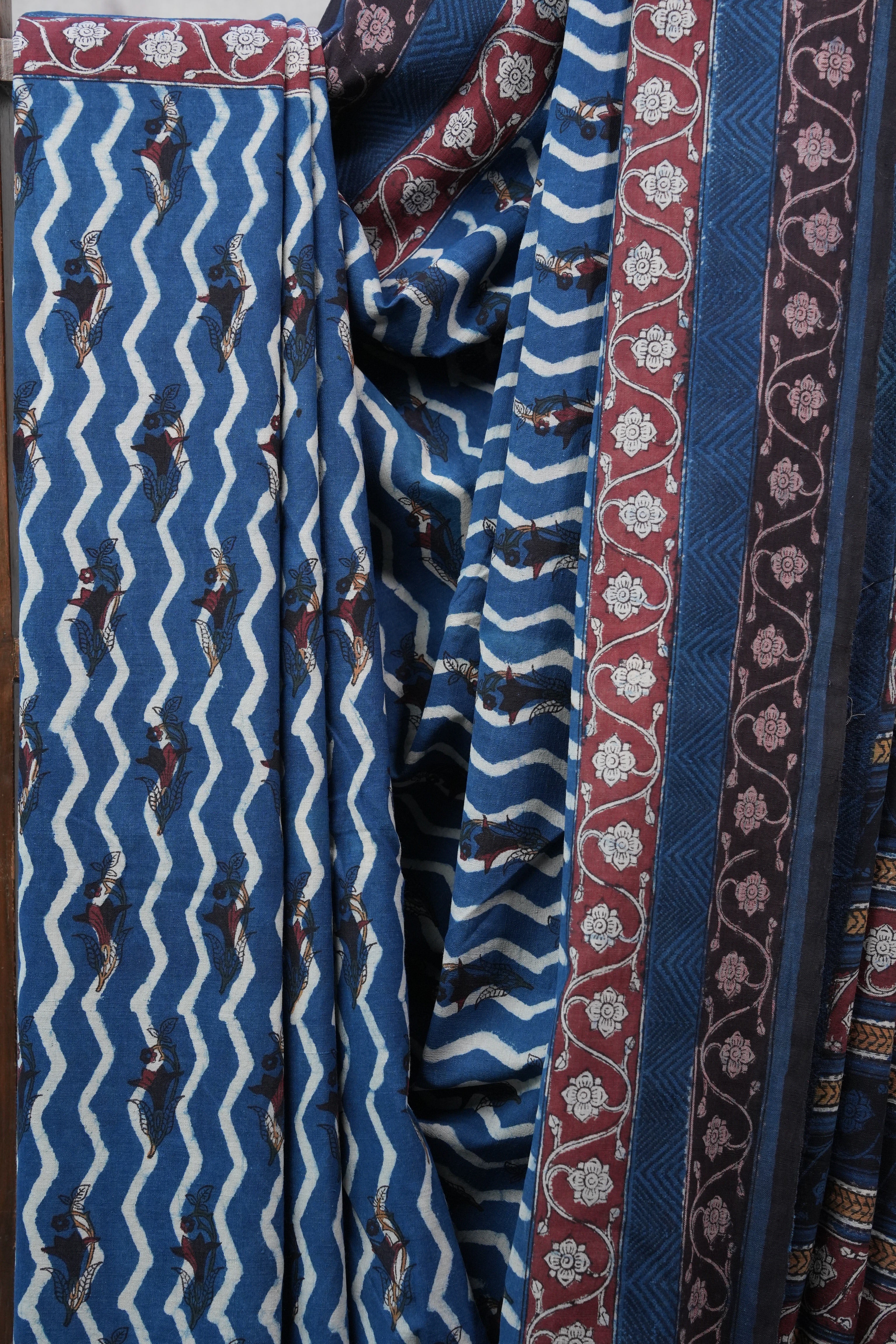 Blue HBP Slub Cotton Saree - SRBSCS2723