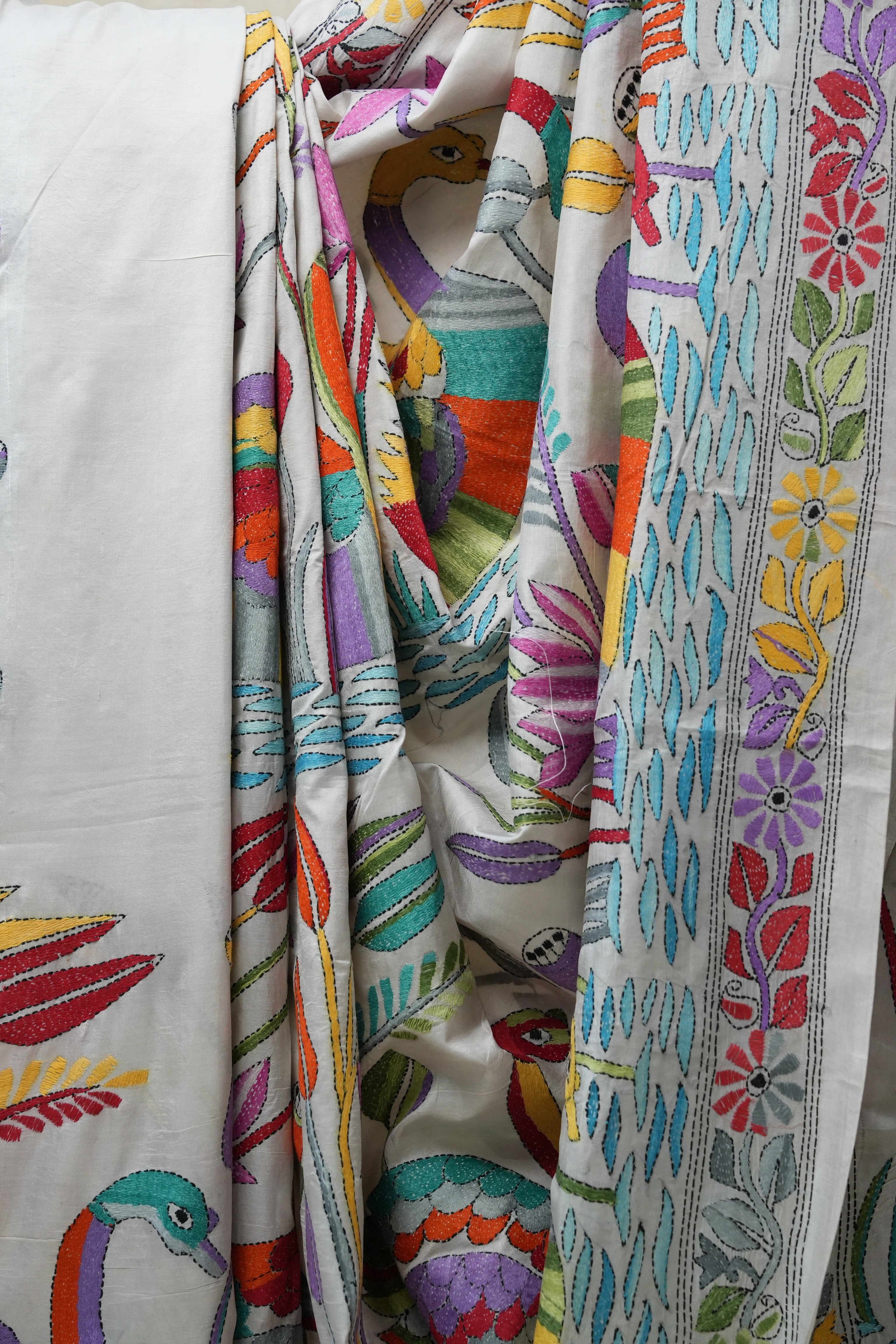 White Tussar Silk Saree - SRWTSS1390