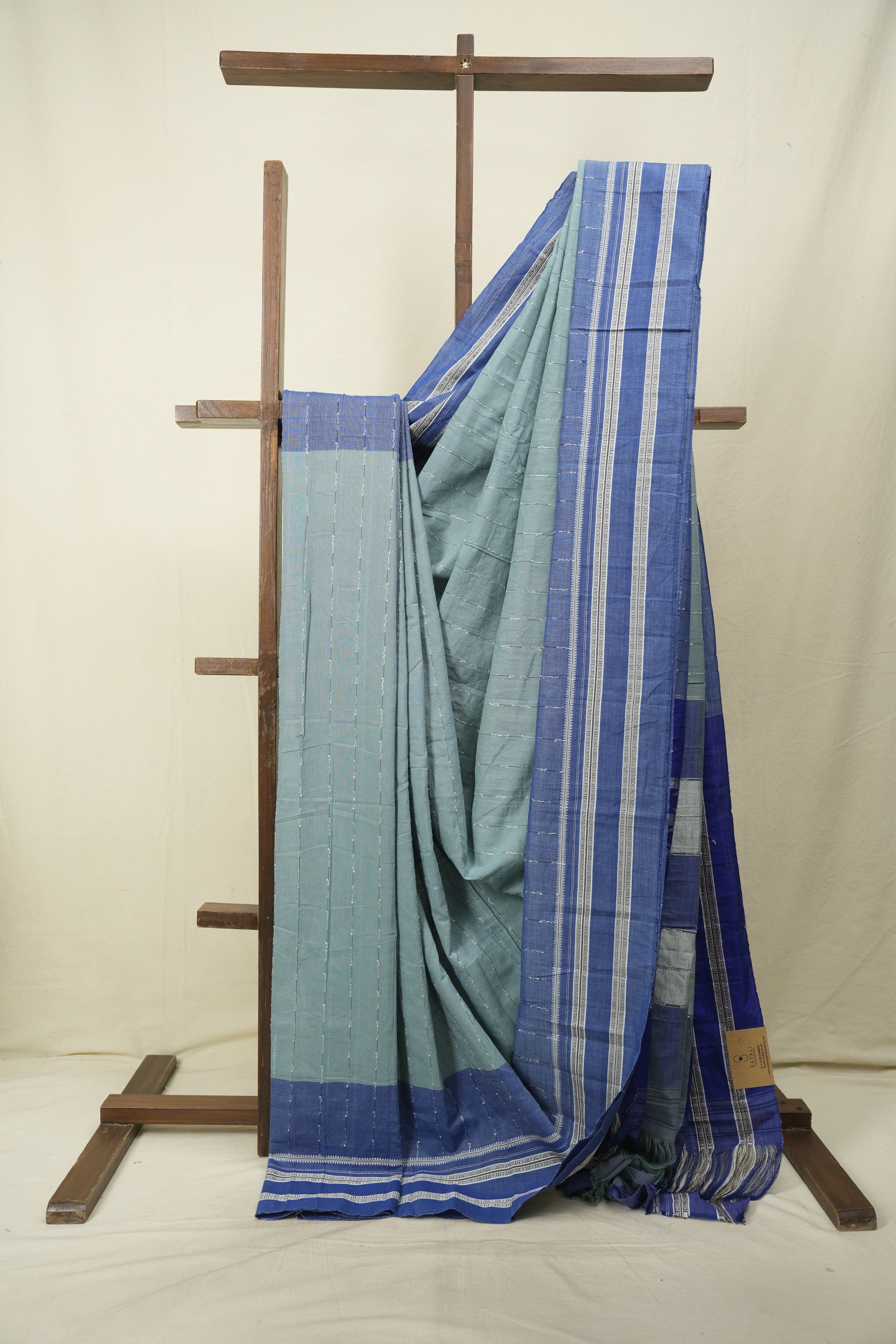 Powder Blue Cotton IIkal Saree - SRPBCIS1089