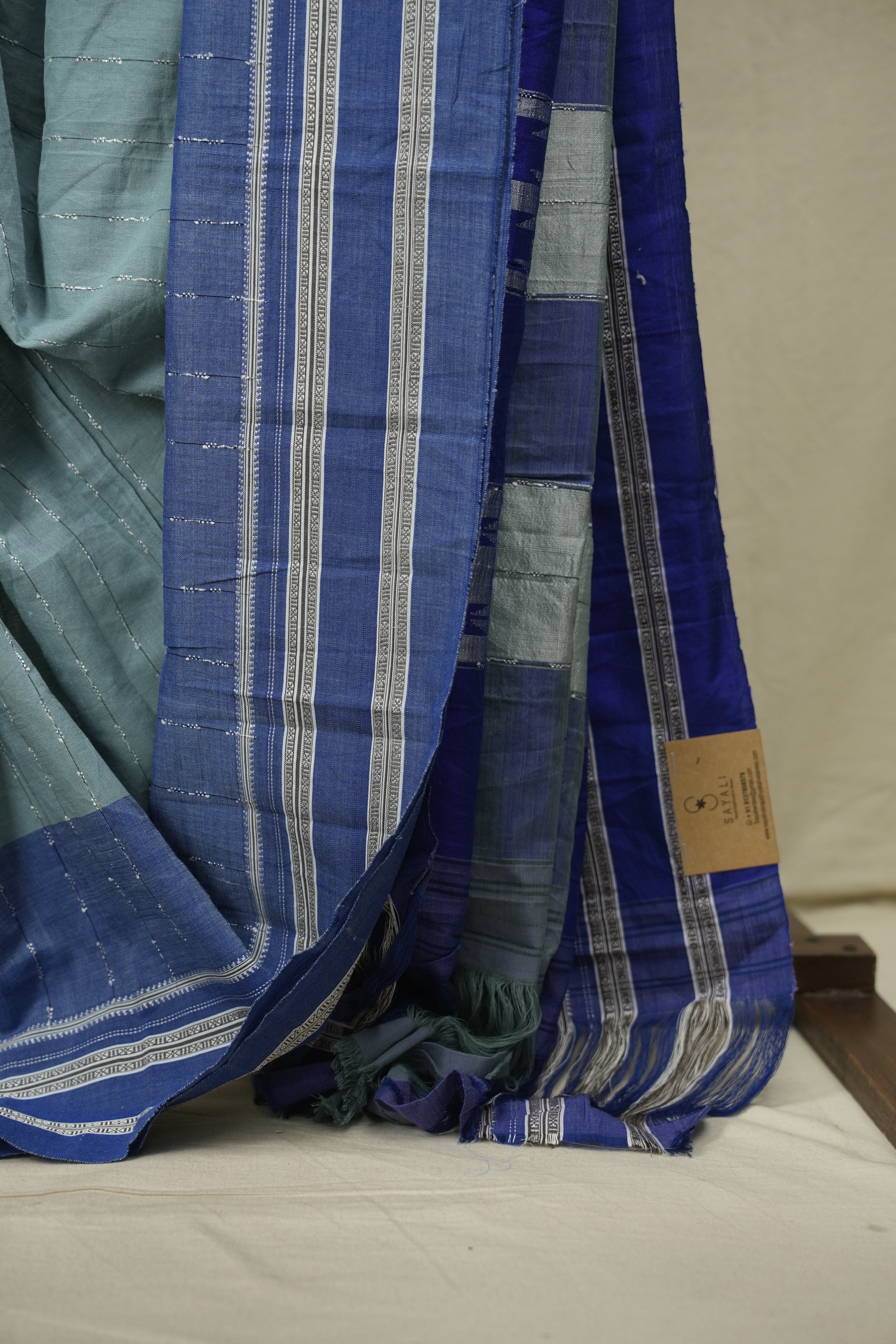 Powder Blue Cotton IIkal Saree - SRPBCIS1089