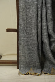 Grey Sequins Linen Saree With Yellow Tassels - SRGSLS534