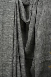 Grey Sequins Linen Saree With Yellow Tassels - SRGSLS534
