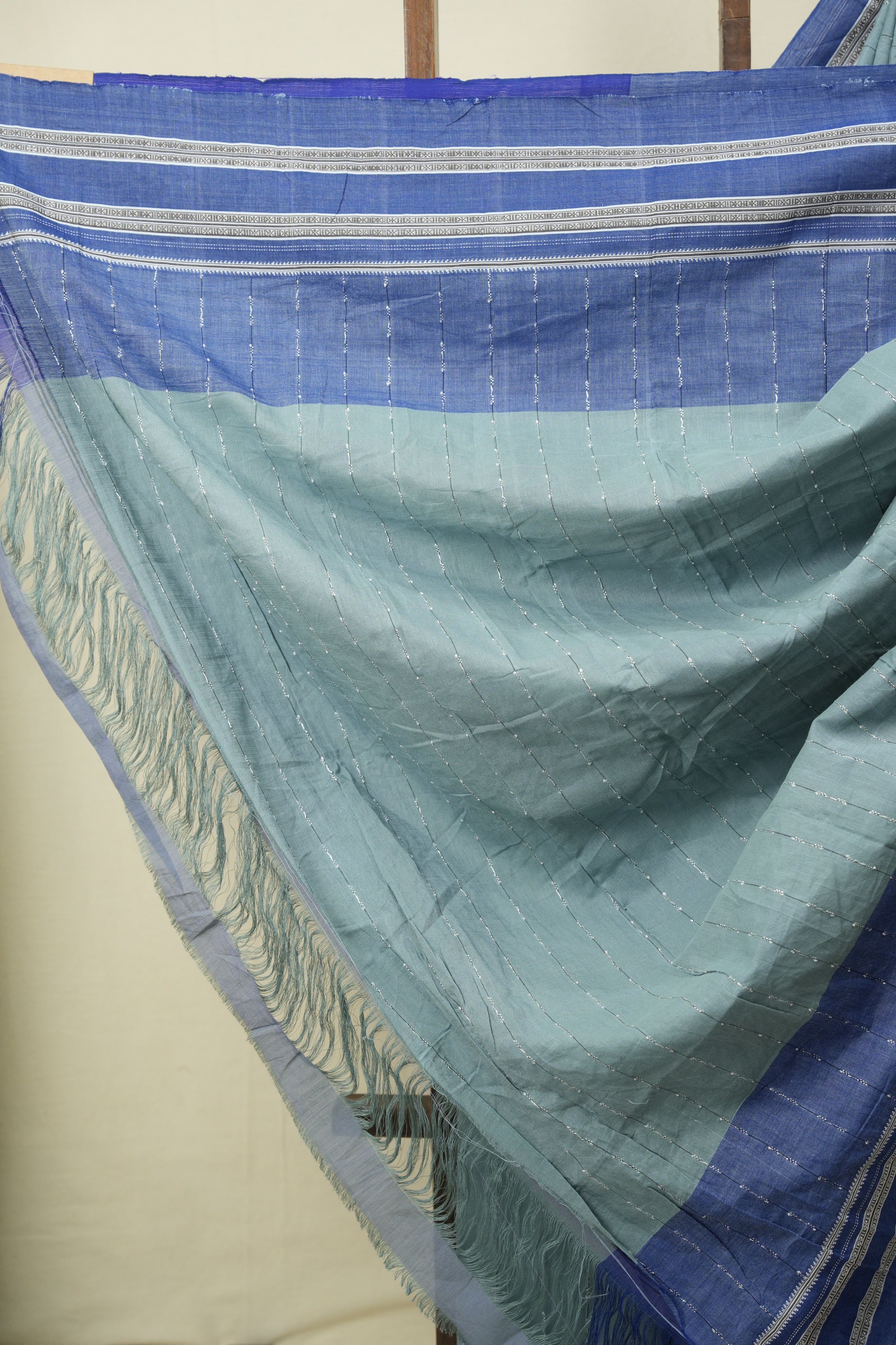 Powder Blue Cotton IIkal Saree - SRPBCIS1089