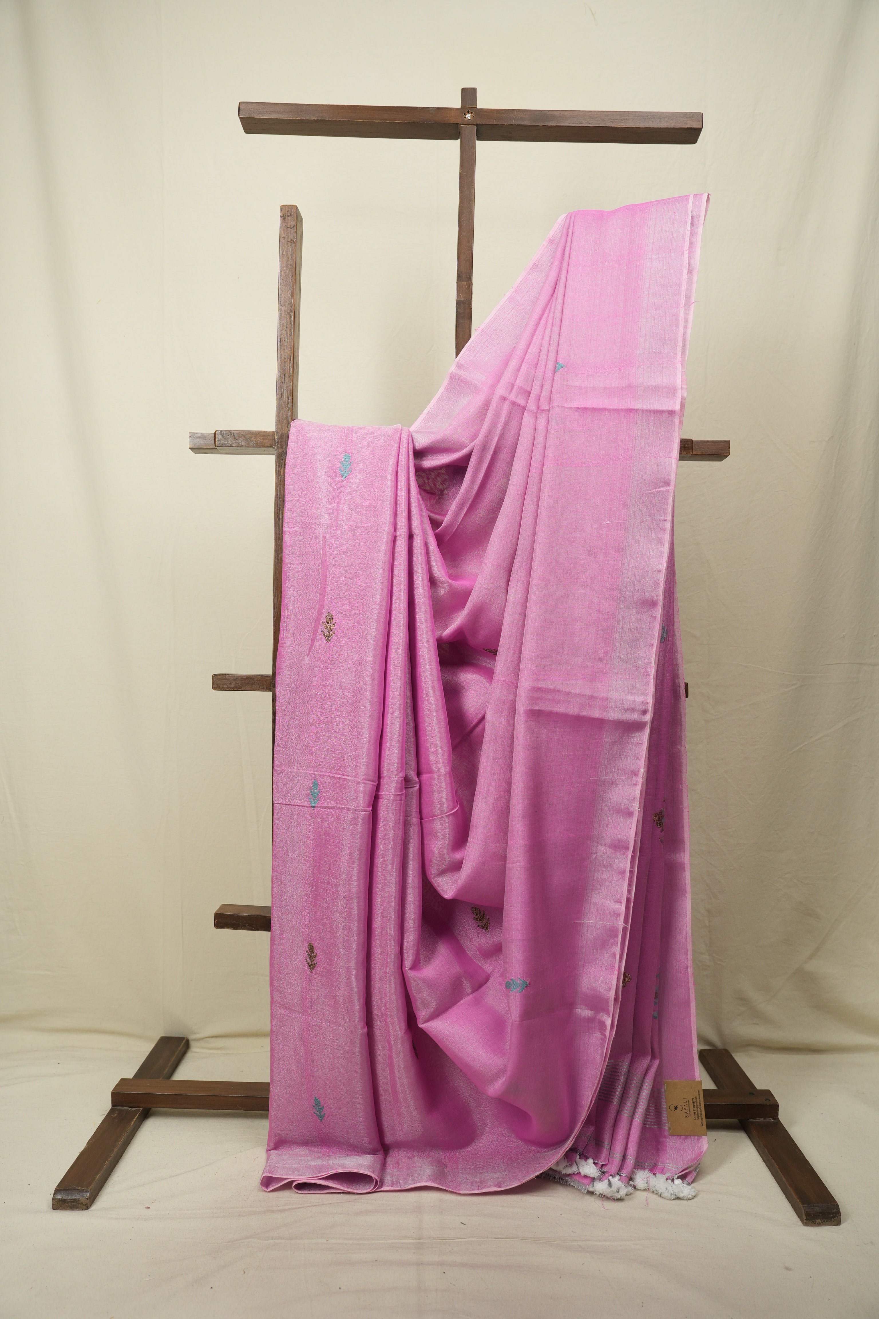Pink Tissue Linen Jamdani Saree - SRPTLJS213