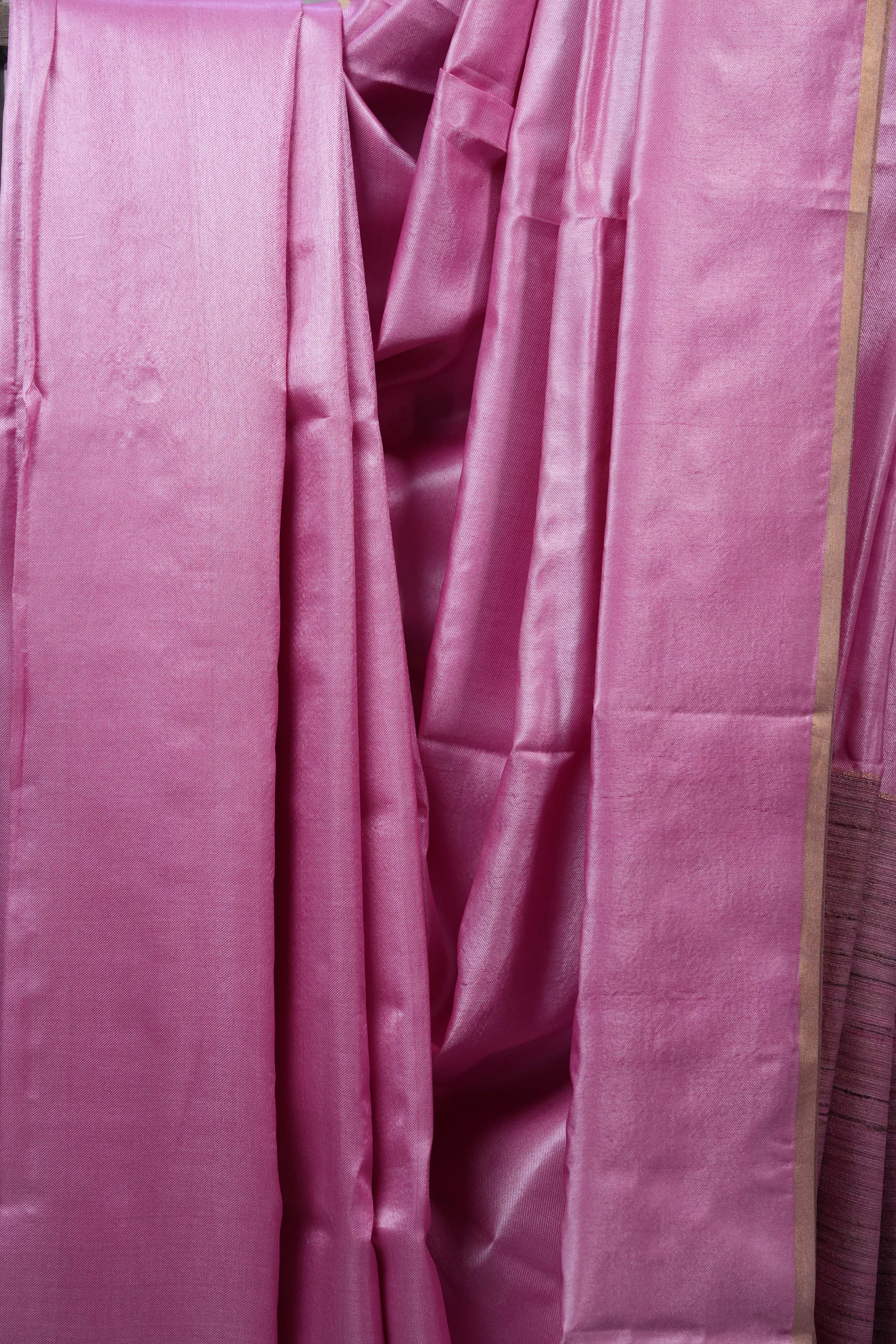 Pink Tussar Silk Saree - SRPTSS1206
