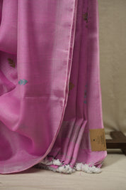 Pink Tissue Linen Jamdani Saree - SRPTLJS213