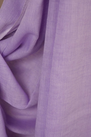 Lavender Mulmul Cotton Saree With Purple Tassels