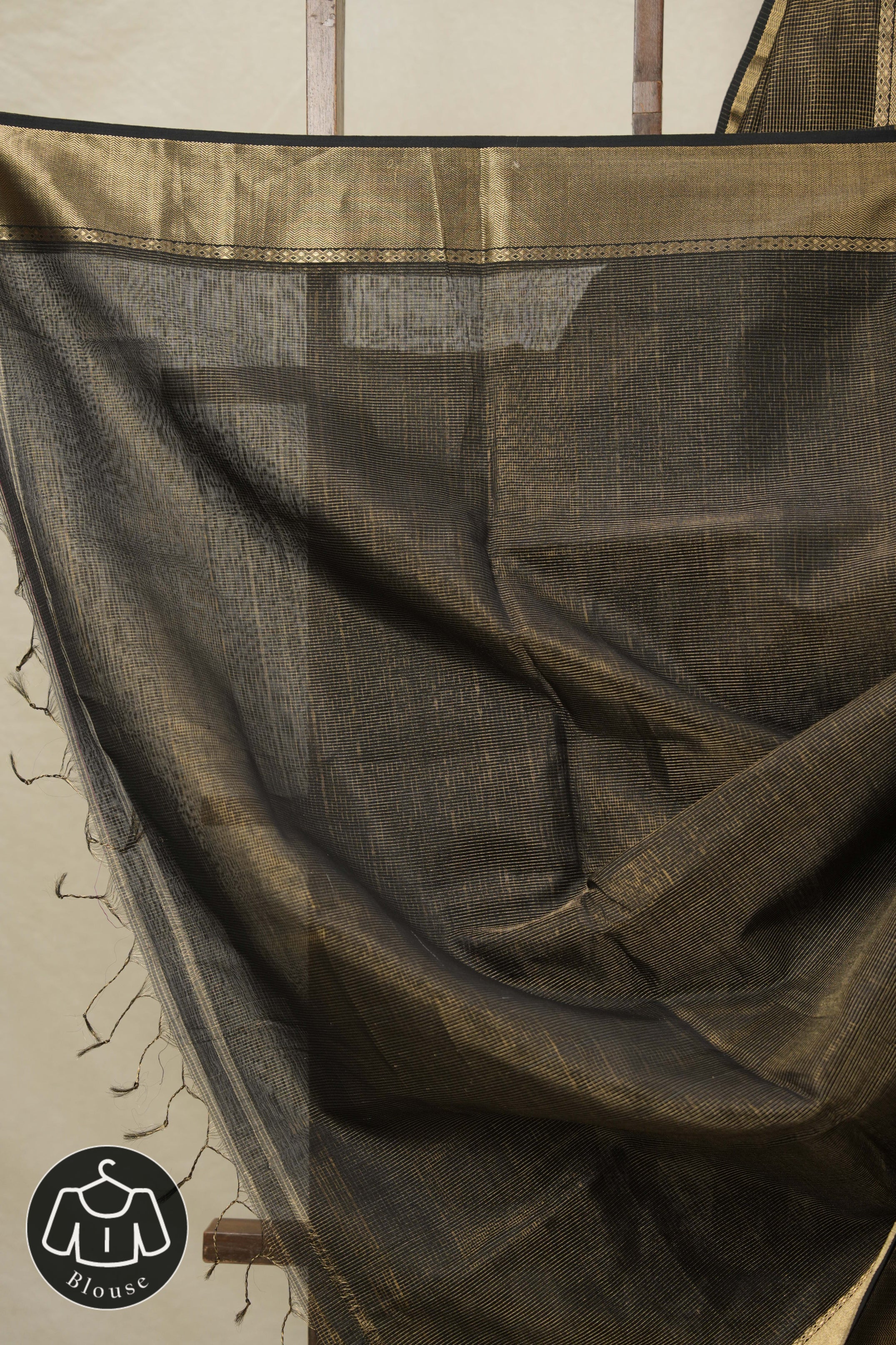 Black Maheshwari Saree - SRBMS866