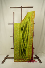 Parrot Green Raw Silk Ikat Saree - SRPGRSIS1087