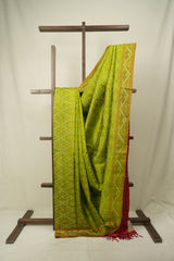 Parrot Green Raw Silk Ikat Saree - SRPGRSIS1087