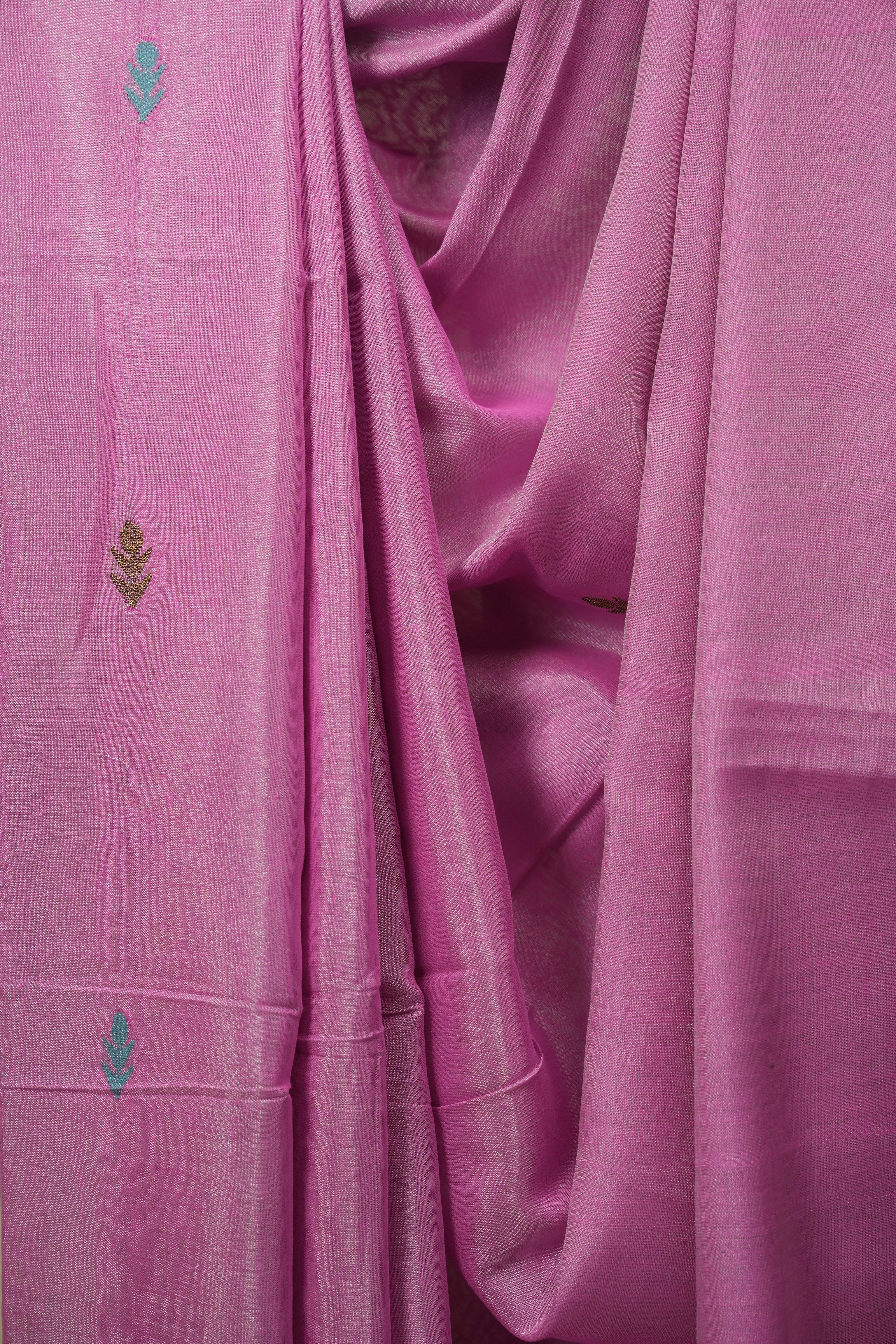 Pink Tissue Linen Jamdani Saree - SRPTLJS213