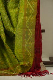 Parrot Green Raw Silk Ikat Saree - SRPGRSIS1087