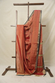 Dual Tone Red Maheshwari Tissue Saree - SRDTRMTS694