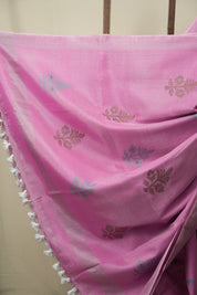 Pink Tissue Linen Jamdani Saree - SRPTLJS213