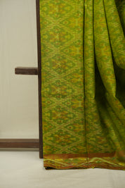 Parrot Green Raw Silk Ikat Saree - SRPGRSIS1087