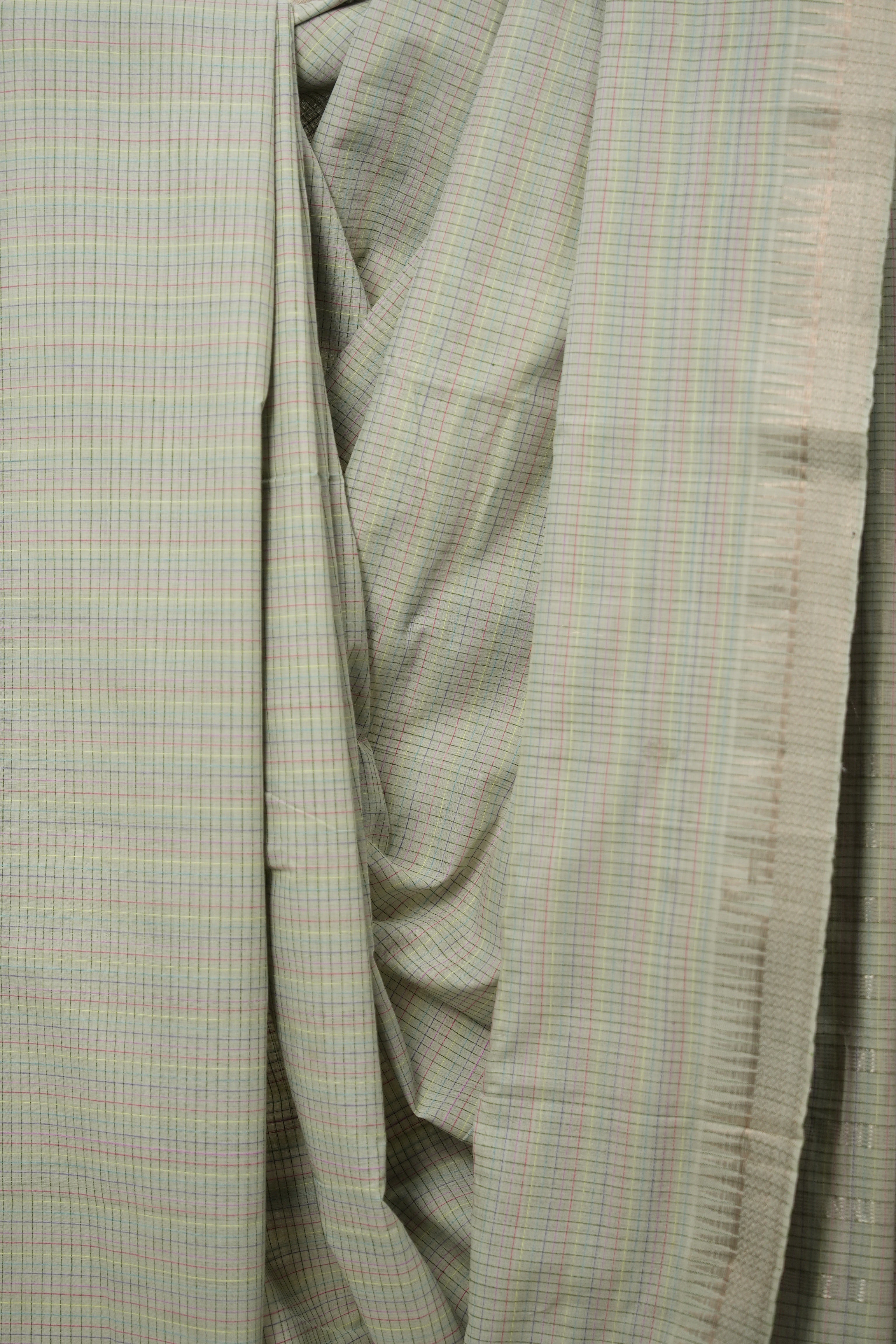 Sage Green Cotton Mangalgiri Saree - SRSGCMS52