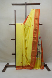 Yellow Cotton Paithani Saree - SRYCPS538