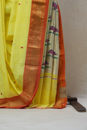 Yellow Cotton Paithani Saree - SRYCPS538