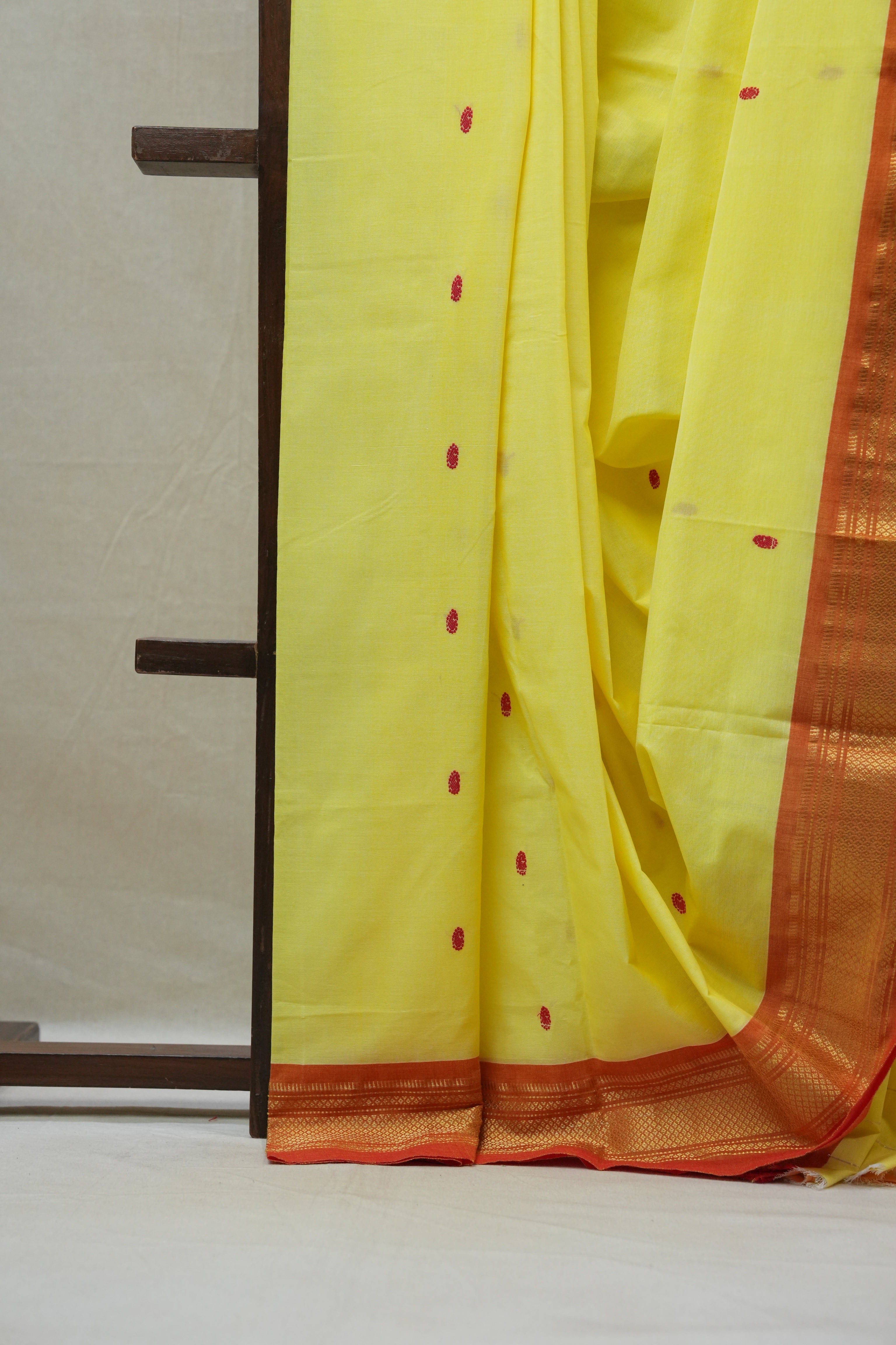 Yellow Cotton Paithani Saree - SRYCPS538