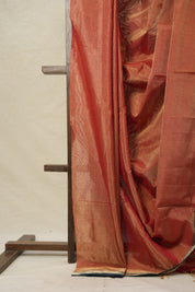 Dual Tone Red Maheshwari Tissue Saree - SRDTRMTS694
