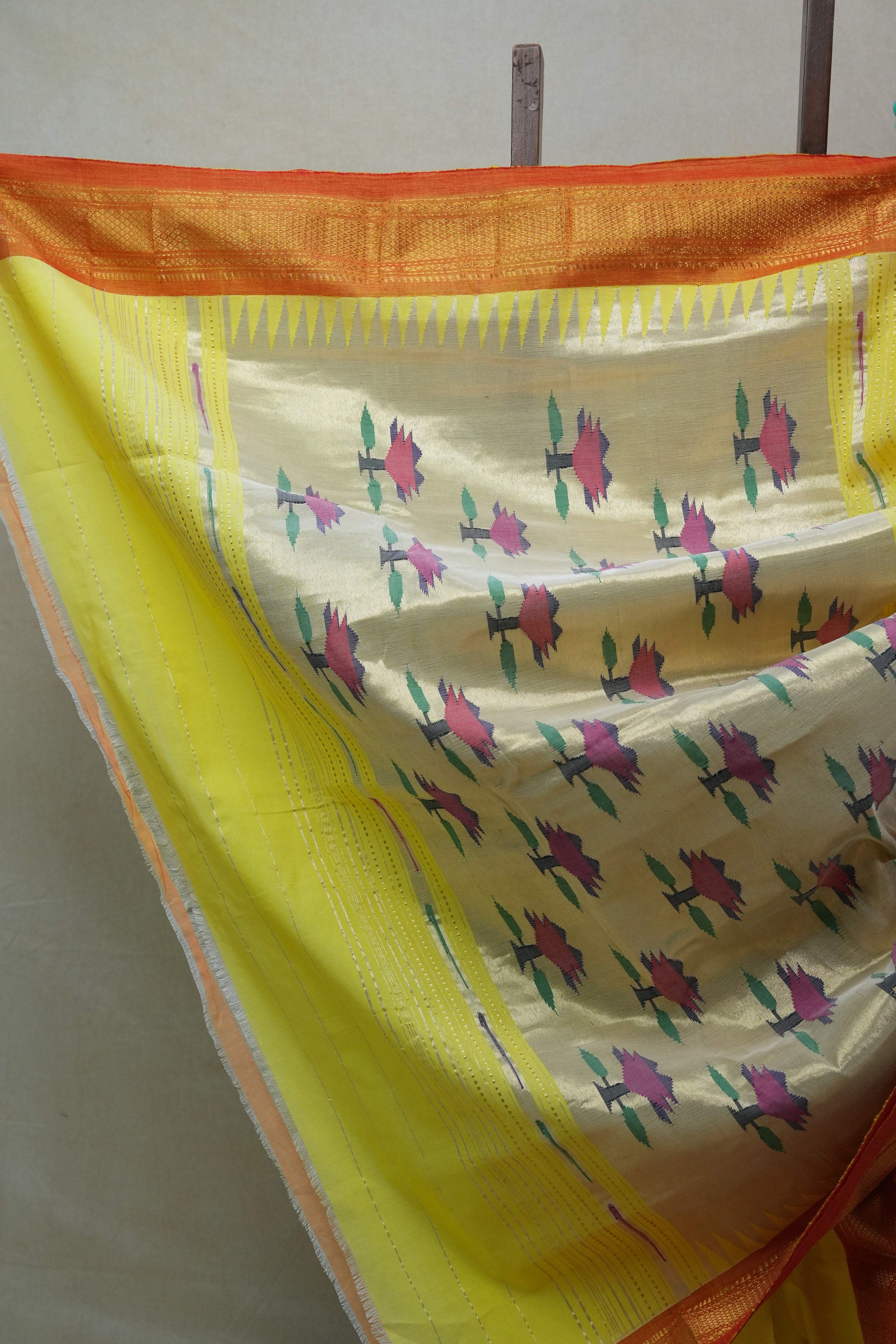 Yellow Cotton Paithani Saree - SRYCPS538