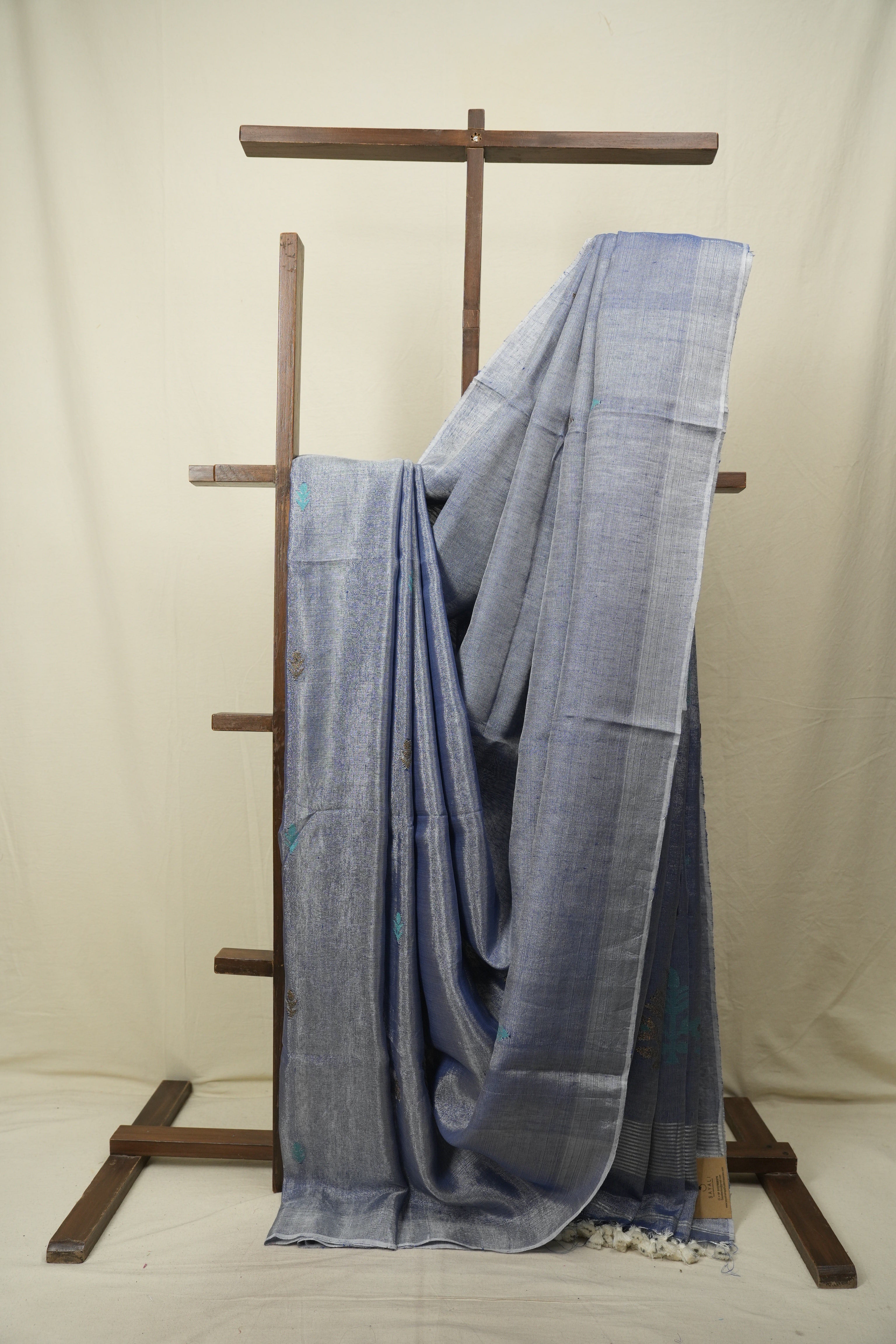 Grey Tissue Linen Jamdani Saree - SRGTLJS214