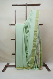 Mint Green Cotton Paithani Saree - SRMGCPS537