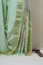 Mint Green Cotton Paithani Saree - SRMGCPS537