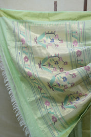 Mint Green Cotton Paithani Saree - SRMGCPS537