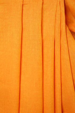 Rust Orange Mul Cotton Saree With Orange Tassels