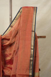 Dual Tone Red Maheshwari Tissue Saree - SRDTRMTS694