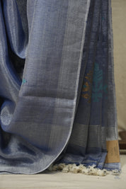 Grey Tissue Linen Jamdani Saree - SRGTLJS214