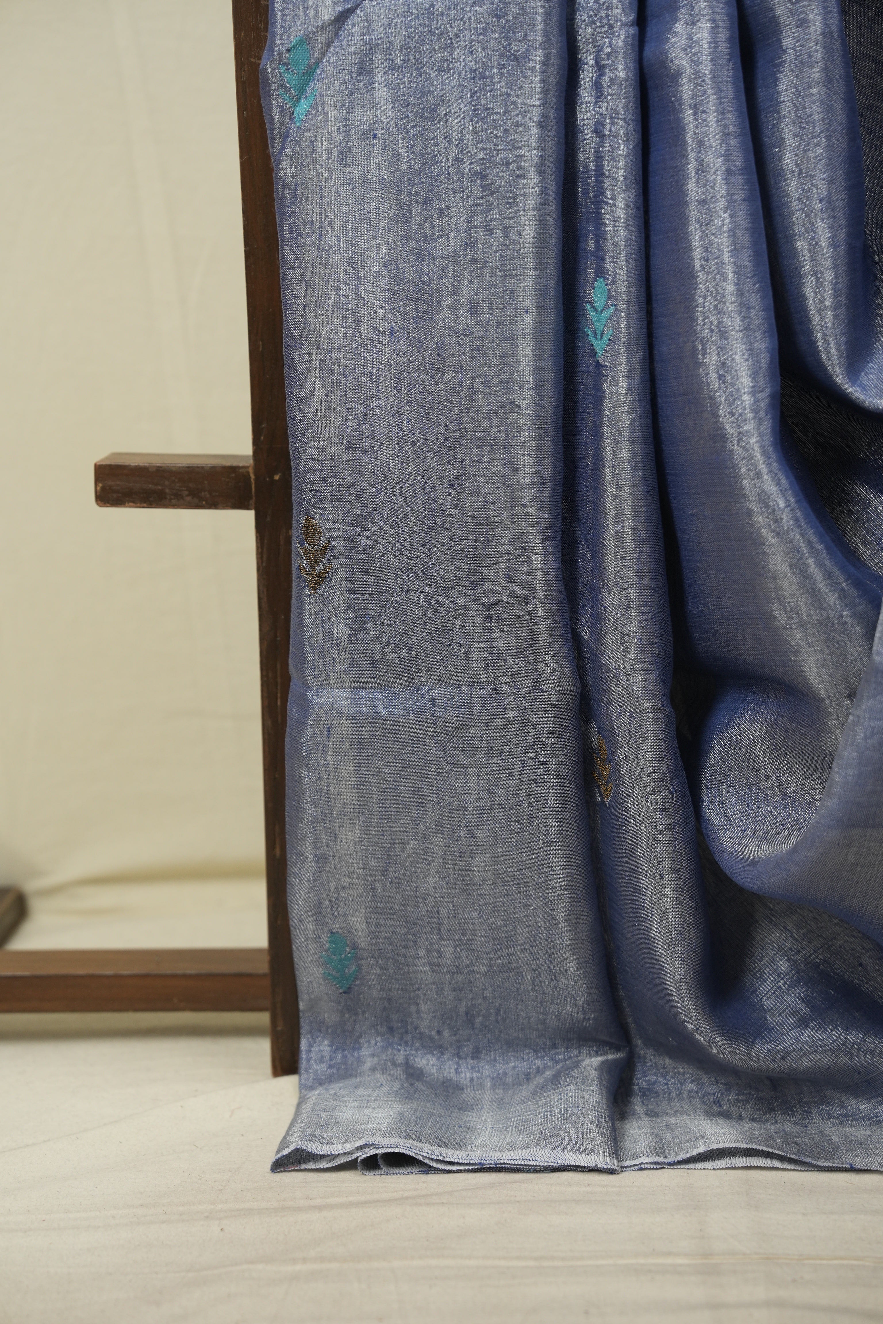 Grey Tissue Linen Jamdani Saree - SRGTLJS214