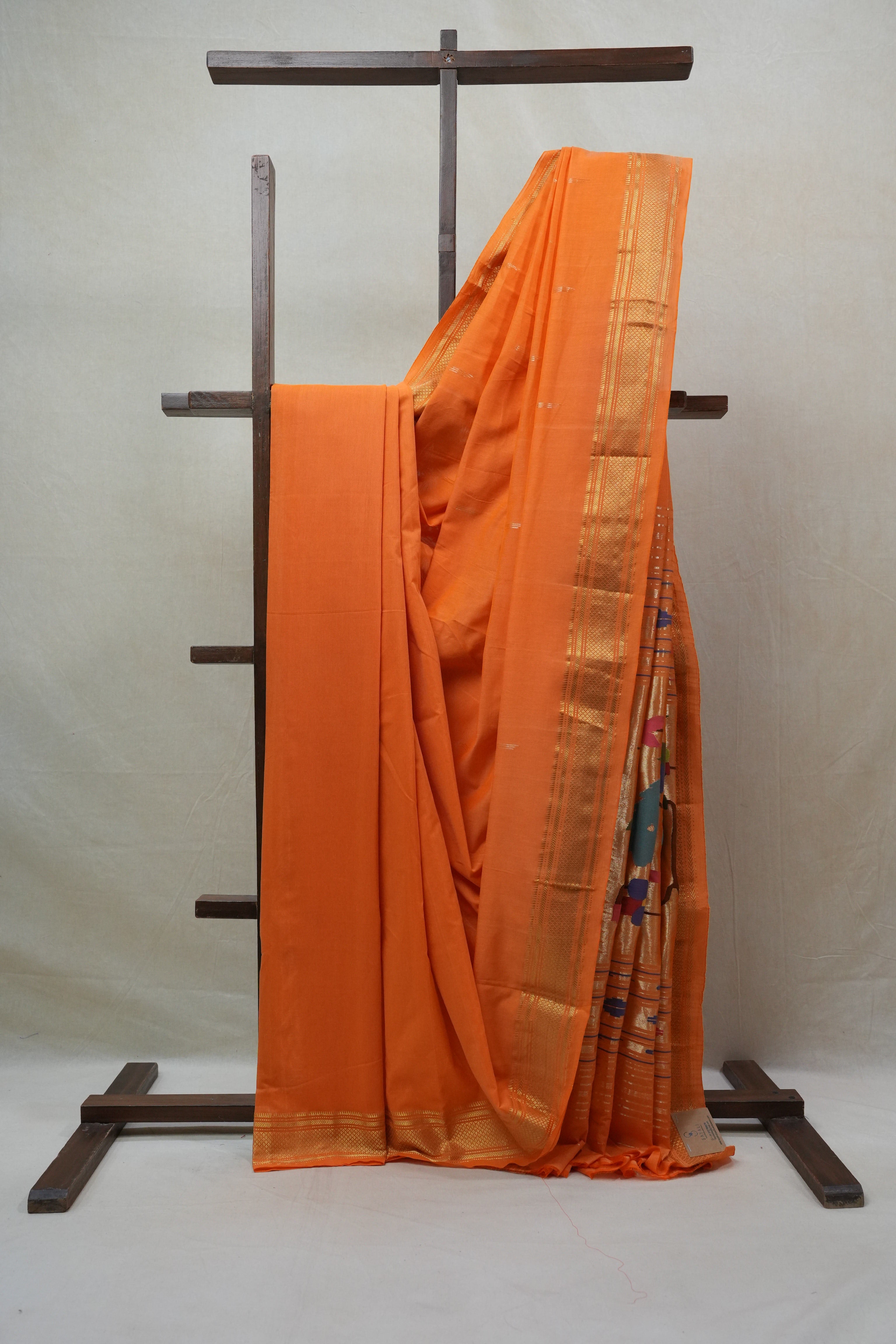 Orange Cotton Paithani Saree - SROCPS542
