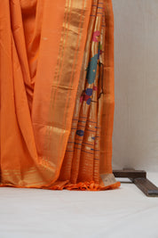 Orange Cotton Paithani Saree - SROCPS542
