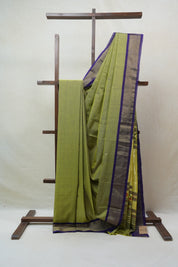 Olive Green Cotton Paithani Saree - SROGCPS543
