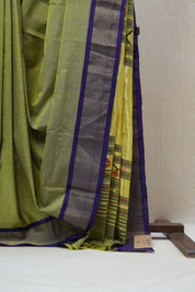 Olive Green Cotton Paithani Saree - SROGCPS543