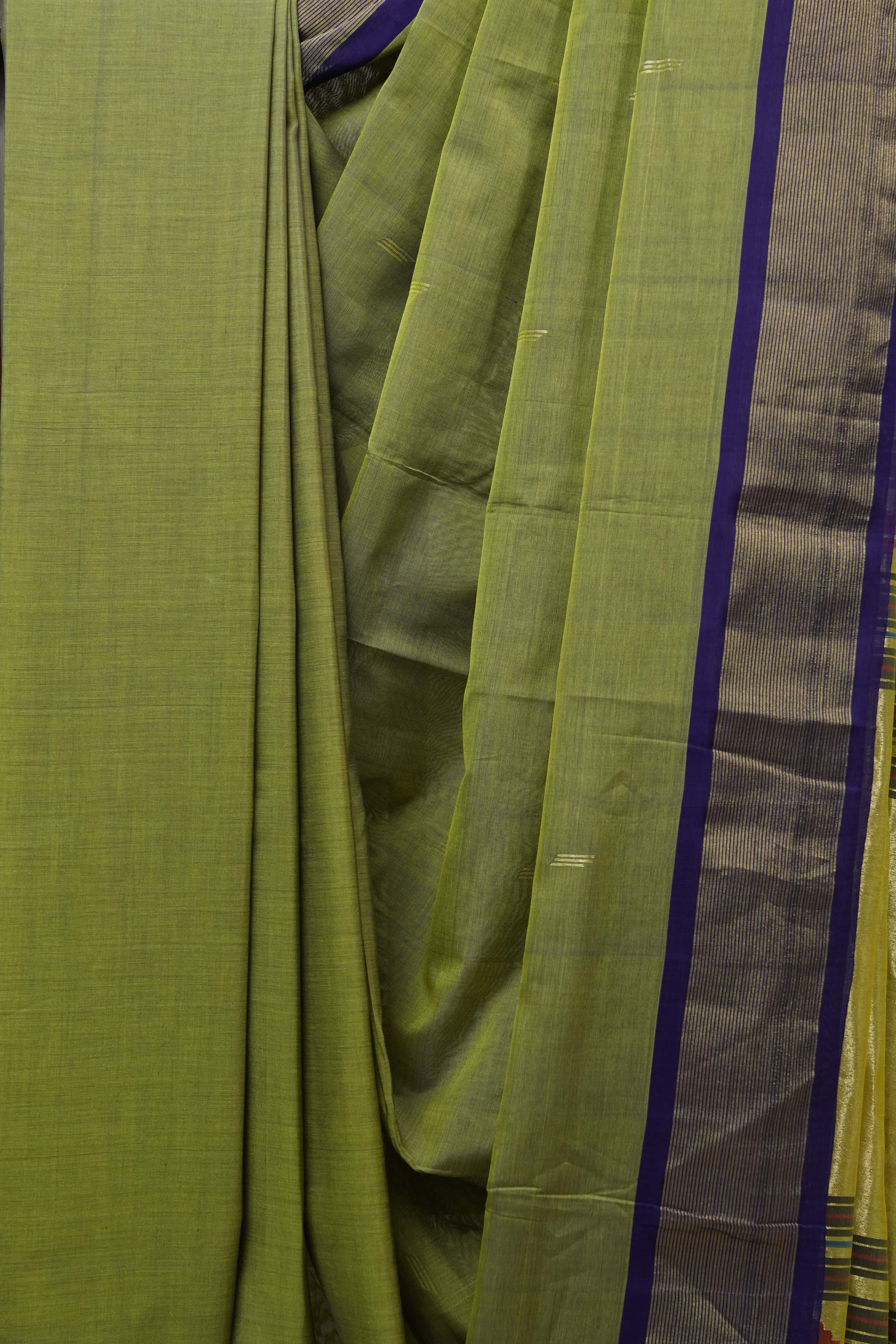 Olive Green Cotton Paithani Saree - SROGCPS543