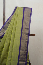 Olive Green Cotton Paithani Saree - SROGCPS543