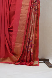 Red Cotton Paithani Saree - SRRCPS546