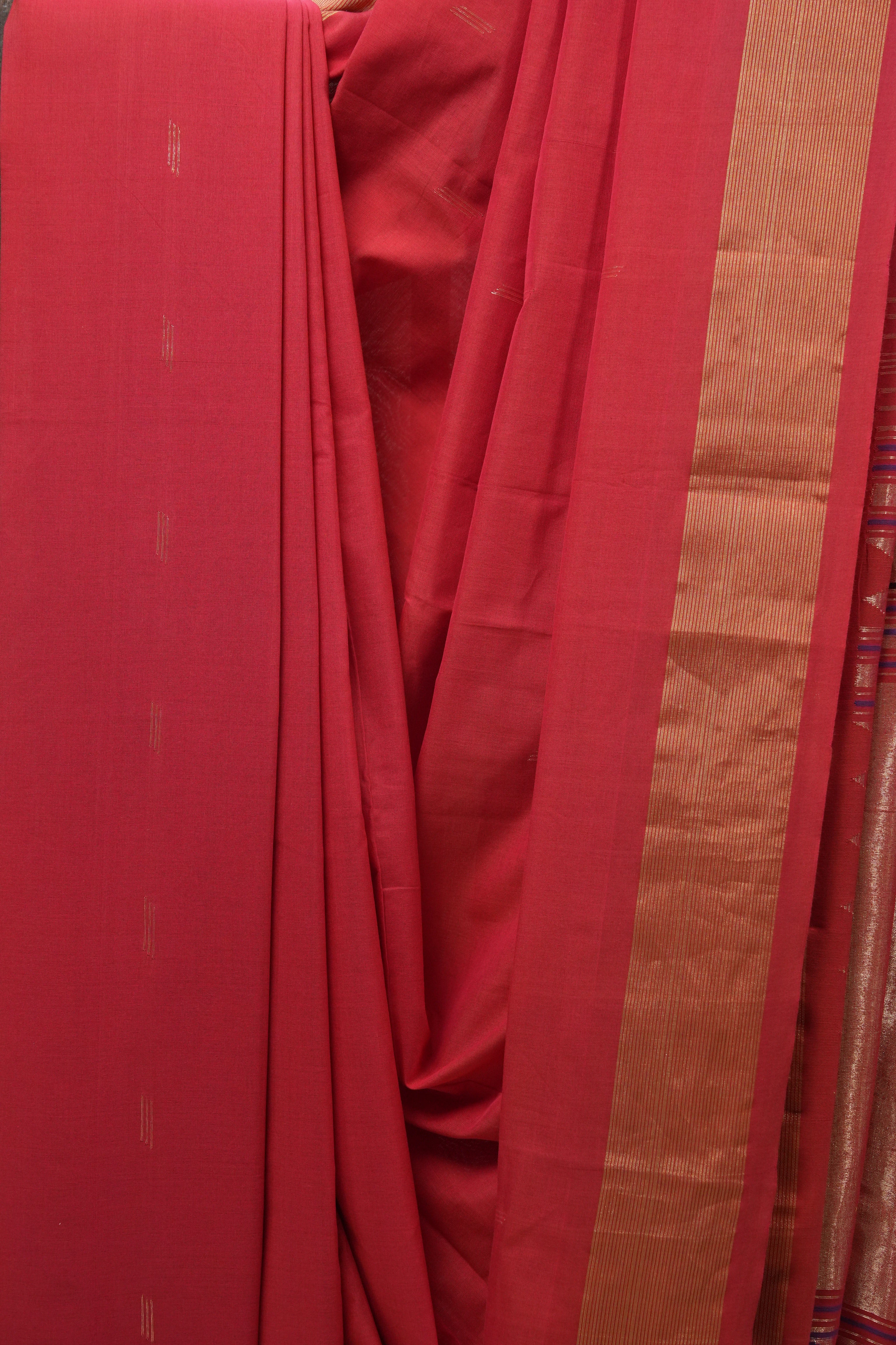 Red Cotton Paithani Saree - SRRCPS546