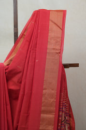Red Cotton Paithani Saree - SRRCPS546