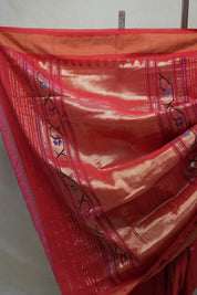 Red Cotton Paithani Saree - SRRCPS546